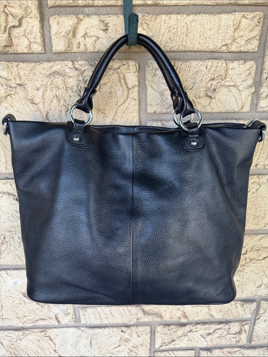 Handbags - Kattee Classic Black Leather Tote Bag - Black